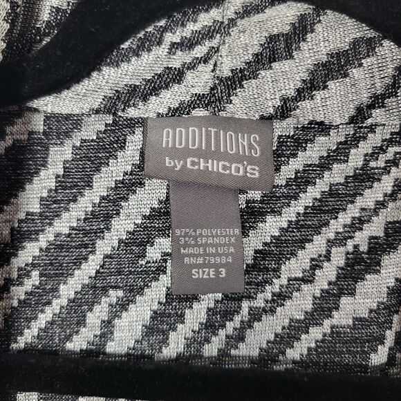 ADDITIONS BY CHICOS Silver Black Zebra Animal Print Cardigan SIZE 3 US XL 16 - Picture 8 of 10